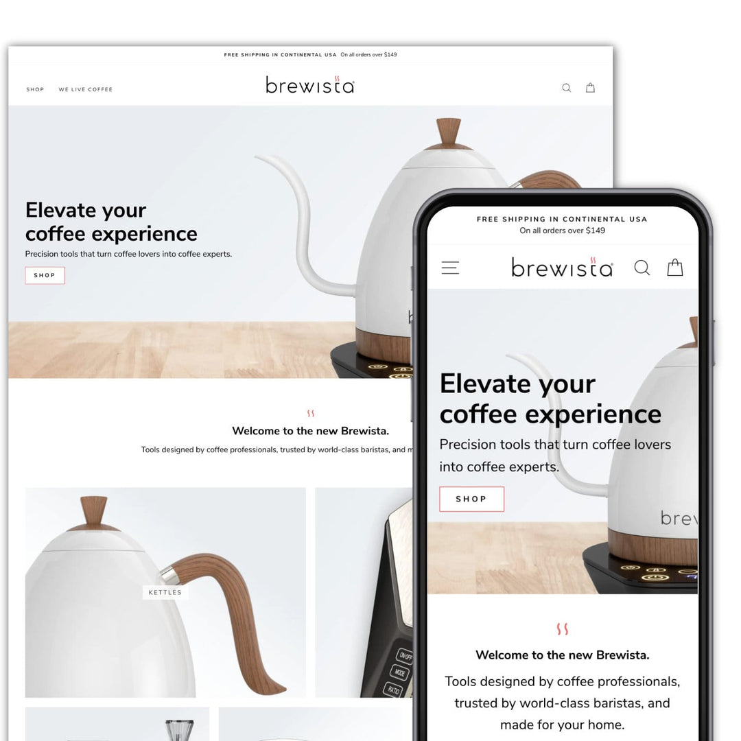 Brewista Shopify website design for desktop and mobile phone